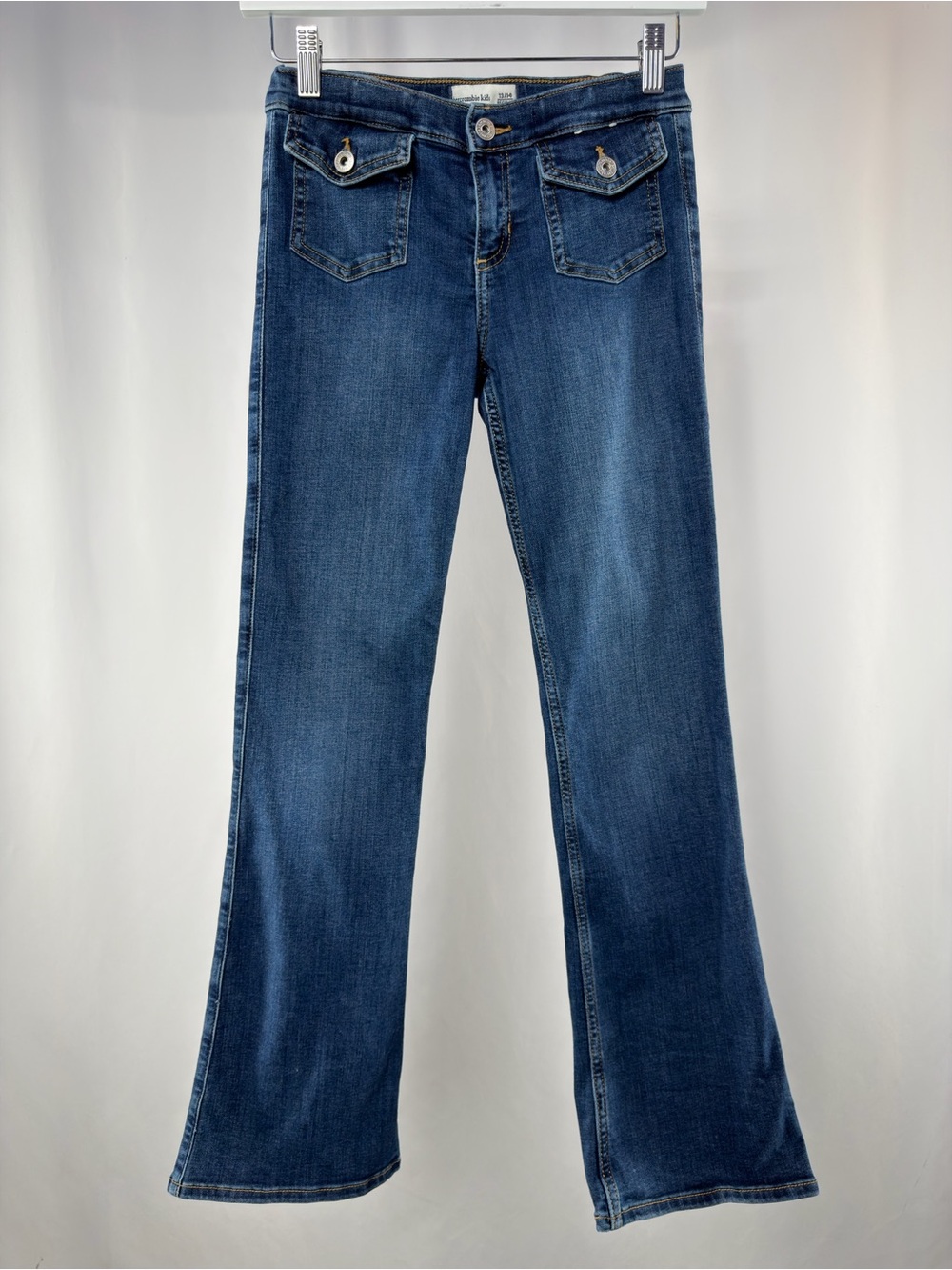 Abercrombie Kids Low Rise Boot Cut Front Flap Pocket Jeans in Blue Size 13 or 14